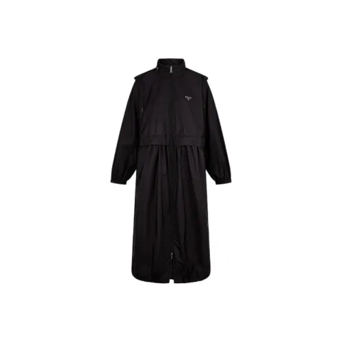 PRADA Logo Plaque Zip Up Raincoat