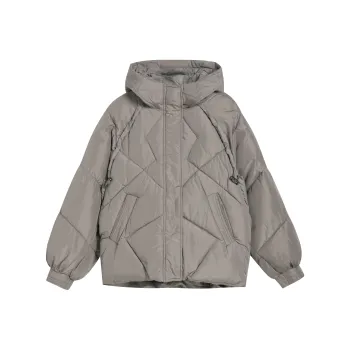 HEFENGJINYU Puffer Jacket Women's Vanilla Gray