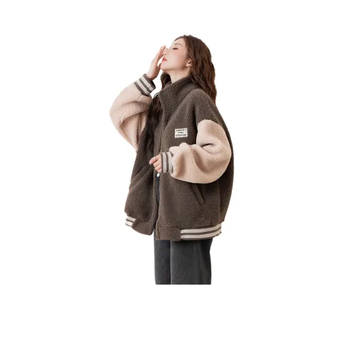 Tonlion Baseball Jacket Women's Coffee