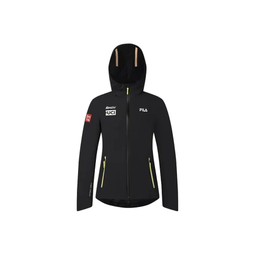 FILA CYCLING Water Resistant Windproof Quick Dry Windbreaker Jacket Women's Pitch Black