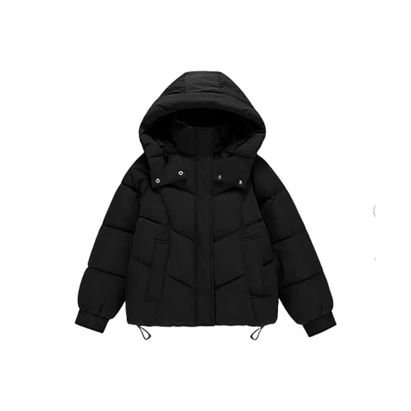 PAZZO Loose Fit Versatile Solid Color Hooded Puffer Jacket Women's-5