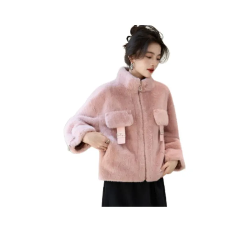 CARBAMMI Velvet feel Coat Women's Pink-0