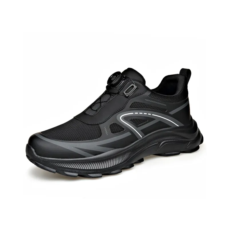 MODENGPAN Breathable And Lightweight Low Top Casual Shoes Men's Black-0