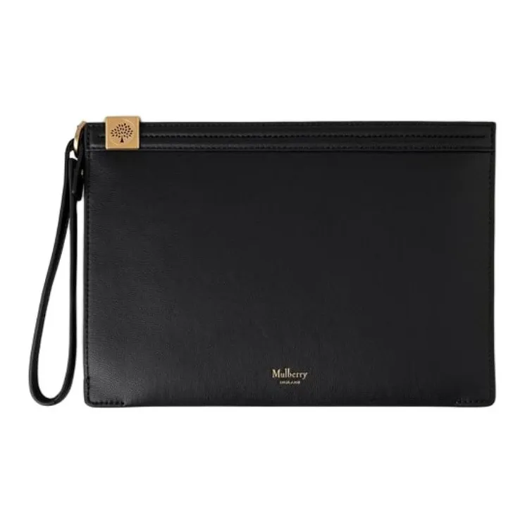 Mulberry Calfskin Clutch Medium Size Men's Black-0