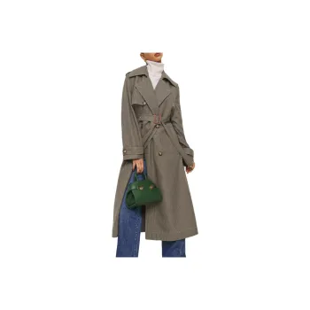 REFORMATION Matteo Trench Trench Coat Women's Brown Plaid
