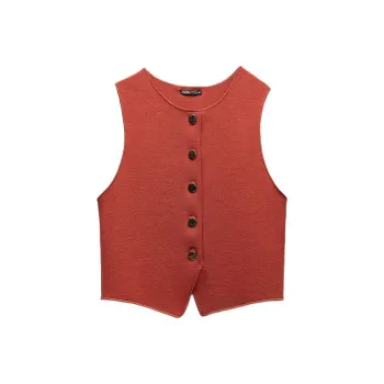 ZARA Vests Women's Red Brown