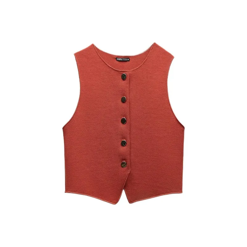 ZARA Vests Women's Red Brown-0