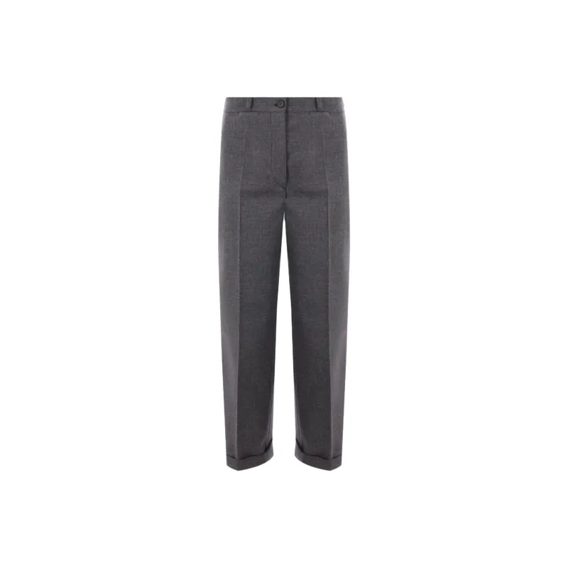PRADA Pleated Turn Up Hem Trousers-0