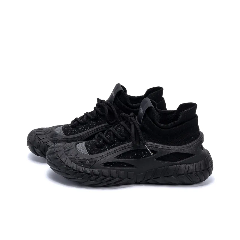 HUANQIU Breathable Coverage Height Increase Mid Top Casual Shoes Men's Black-1
