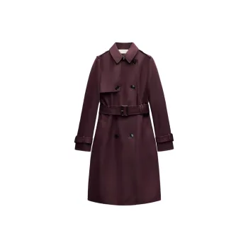 ZARA ZW Series Trench Coat Women's Burgundy Red