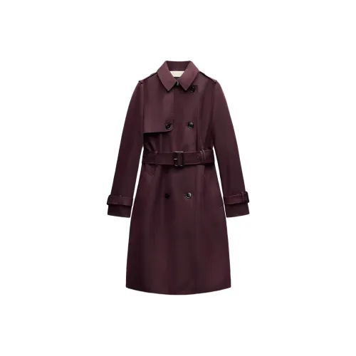 ZARA ZW Series Trench Coat Women's Burgundy Red