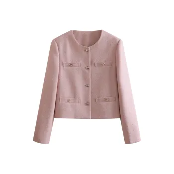 She Enjoys Cropped Coats Women's Rose Pink