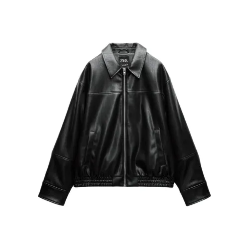 ZARA Trf Leather Jacket Women's Black