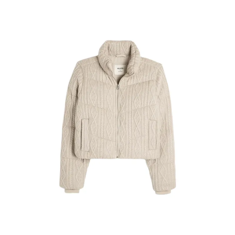 Hollister Puffer Jacket Women's Taupe-0