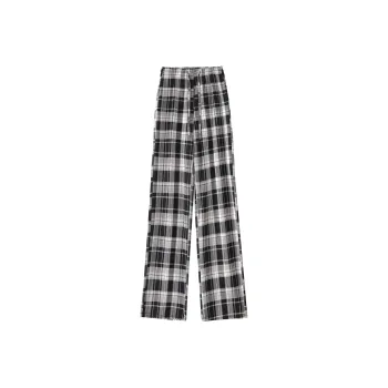 0571 Family Casual Pants Women's Coffee Plaid