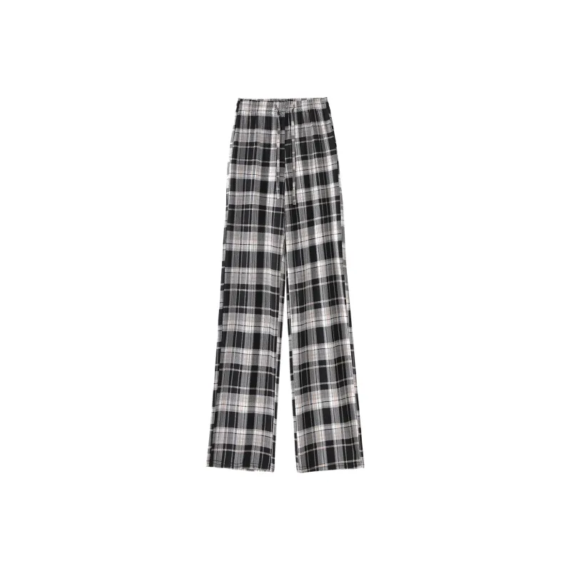 0571 Family Casual Pants Women's Coffee Plaid-0