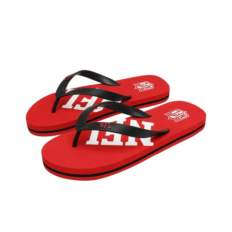 NFL Quiet Odor Resistant Abrasion Resistant Slip Resistant Flip Flops Men's Red-1
