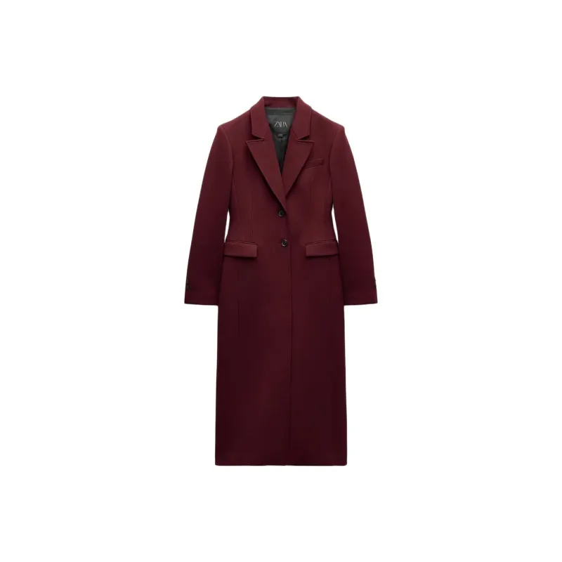 ZARA Valentine's Day Collection Coats Women's Dark Red Color-0