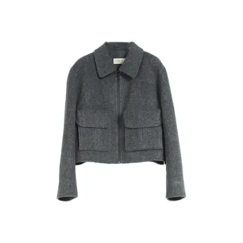 GURUI Cropped Coats Women's Downpour Gray