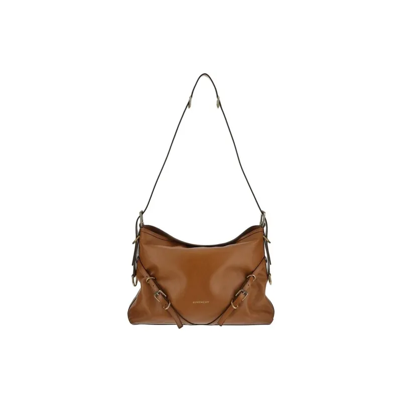 Givenchy Voyou Leather Shoulder Bag Medium Size Women's Brown-0