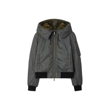 Burberry Logo Embroidered Hooded Jacket