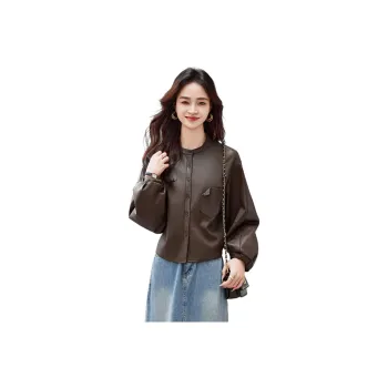 Fele.d Leather Jacket Women's Coffee