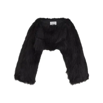 ZARA Velvet-feel Coat Women's Black Green