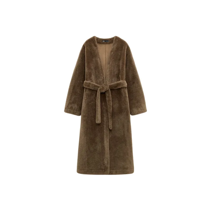 ZARA ZW Series Coats Women's Brown/Dark Taupe-0