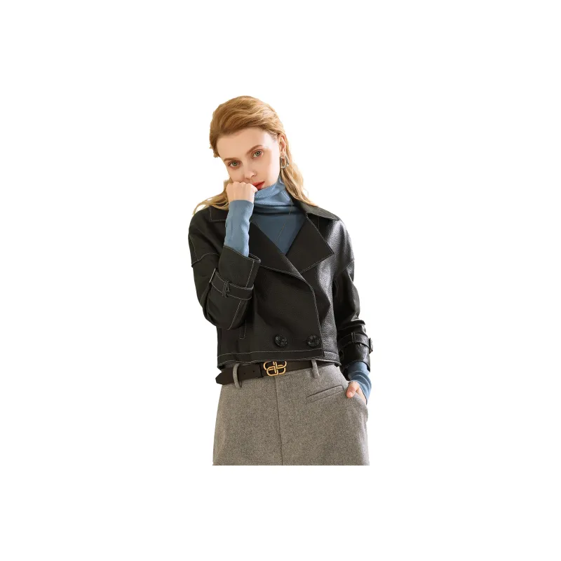 FORTEI Leather Jacket Women's Black-0