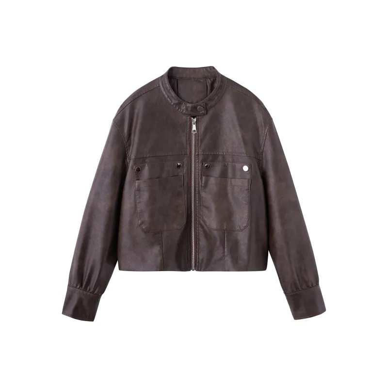 Yi Mengyuan Leather Jackets Coats Women's-0