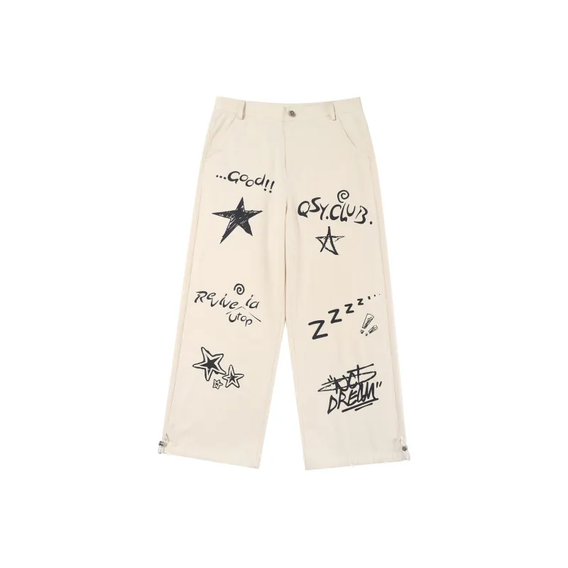 QISENYAR Casual Pants Unisex Apricot-0