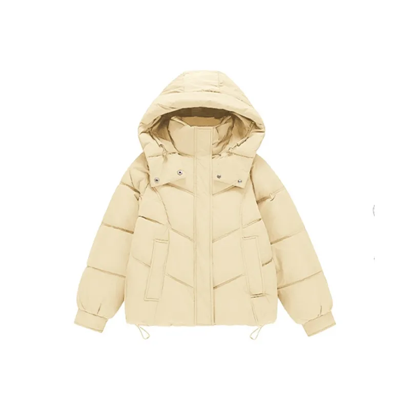 PAZZO Loose Fit Versatile Solid Color Hooded Puffer Jacket Women's-9