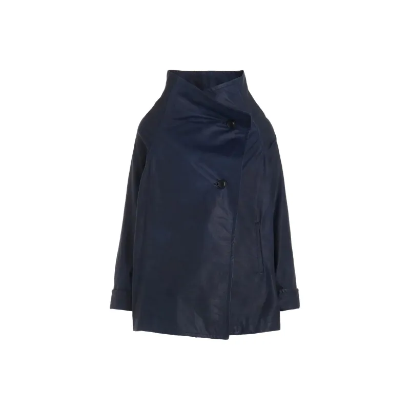 Yohji Yamamoto Y's FW24 Leather Jacket Women's Marine Blue-0