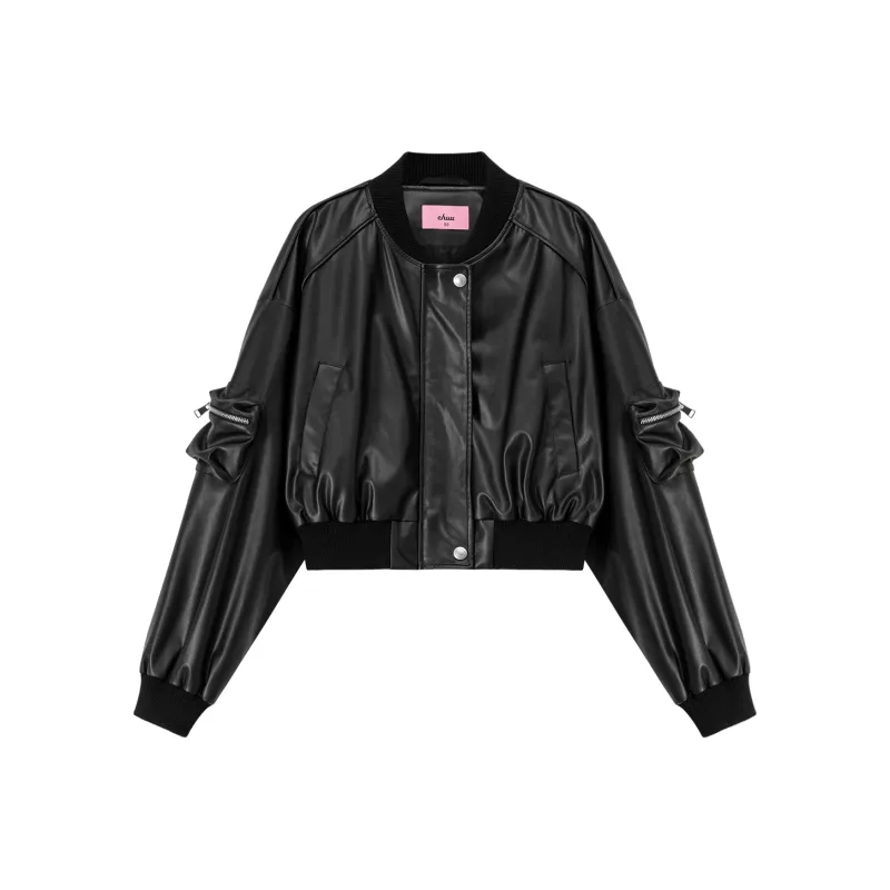 CHUU Leather Jacket Women's Black-0