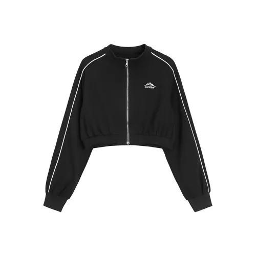 PAIN OR PLEASURE Cropped Coats Women's Black