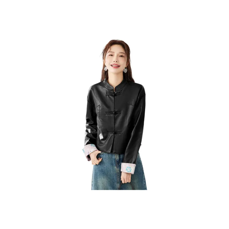 TERRE BLEUE Leather Jacket Women's Black-0