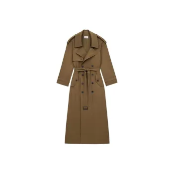SAINT LAURENT Double Breasted Belted Trench Coat