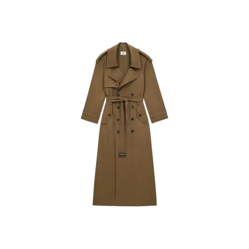 SAINT LAURENT Double Breasted Belted Trench Coat