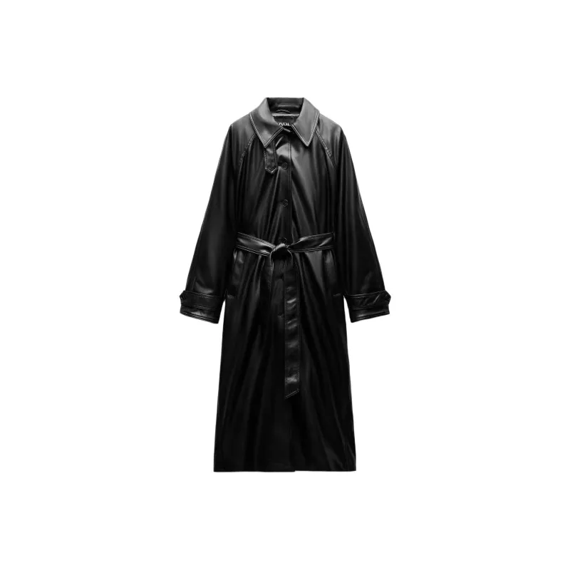 ZARA Trench Coats Women's Black-0