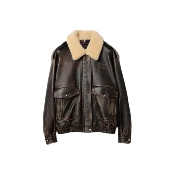 MIU MIU Nappa Leather Bomber Jacket 'Coffee'