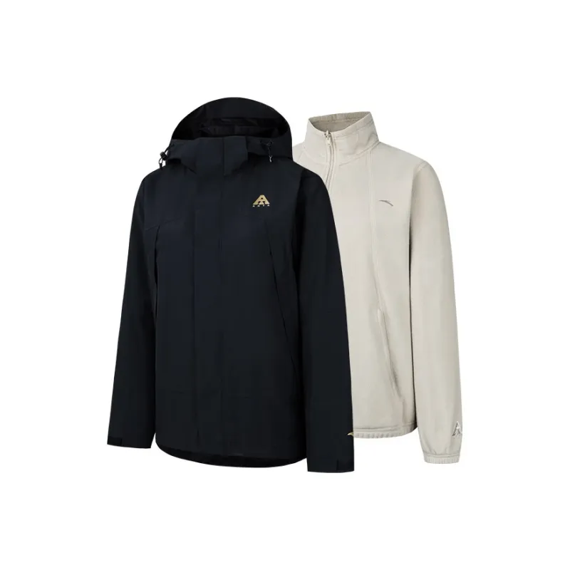 Anta The Crust Of The Earth Windbreaker Jacket Women's Basic Black/Nude Khaki-0