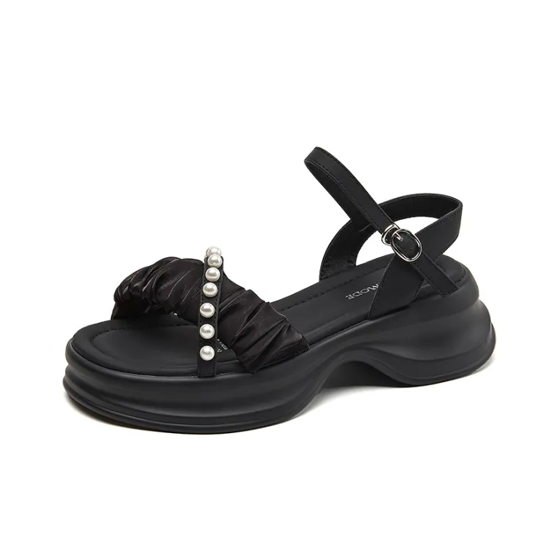 EXULL Q One Strap Sandals Women's Black-1