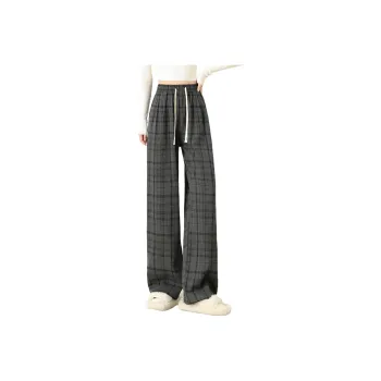 Ya Sheep People Casual Pants Women's Black Plaid