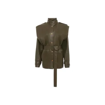 Chloe FW24 Leather Jacket Women's Almond Brown Color
