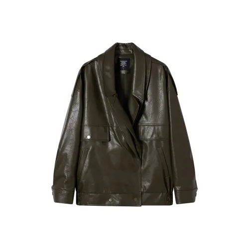 Ouyang Leather Jacket Women's Wood Brown