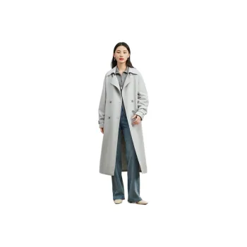 TKY SHOP Trench Coat Women's Gray
