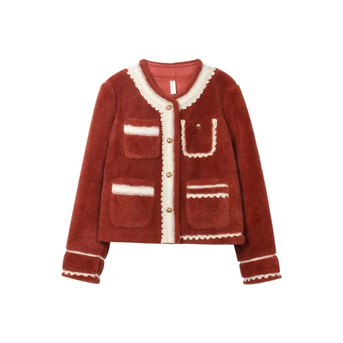 MISHOW Velvet feel Coat Women's Maroon
