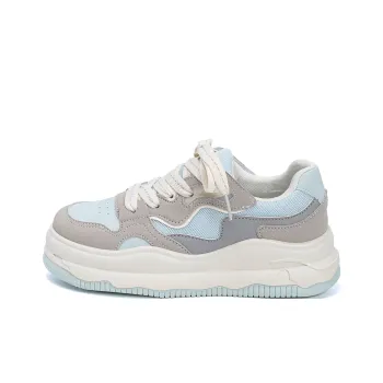 HUANQIU Coverage Abrasion Resistant Lightweight Low Top Skateboard Shoes Women's Blue Gray