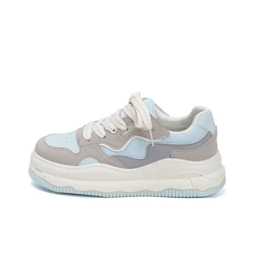 HUANQIU Coverage Abrasion Resistant Lightweight Low Top Skateboard Shoes Women's Blue Gray