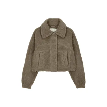 CALVIN KLEIN Velvet feel Coat Women's Khaki